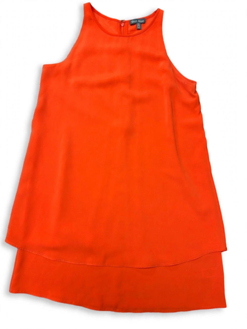 Bright Orange Layered Sleeveless Shift dress